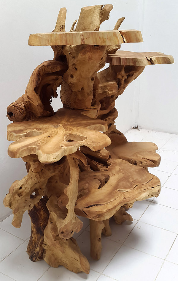 Solid wooden roots furniture with organic natural shapes 